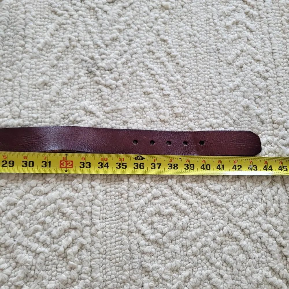 Fossil Brown Distressed Leather Belt Silver Buckle Men's Sz 36